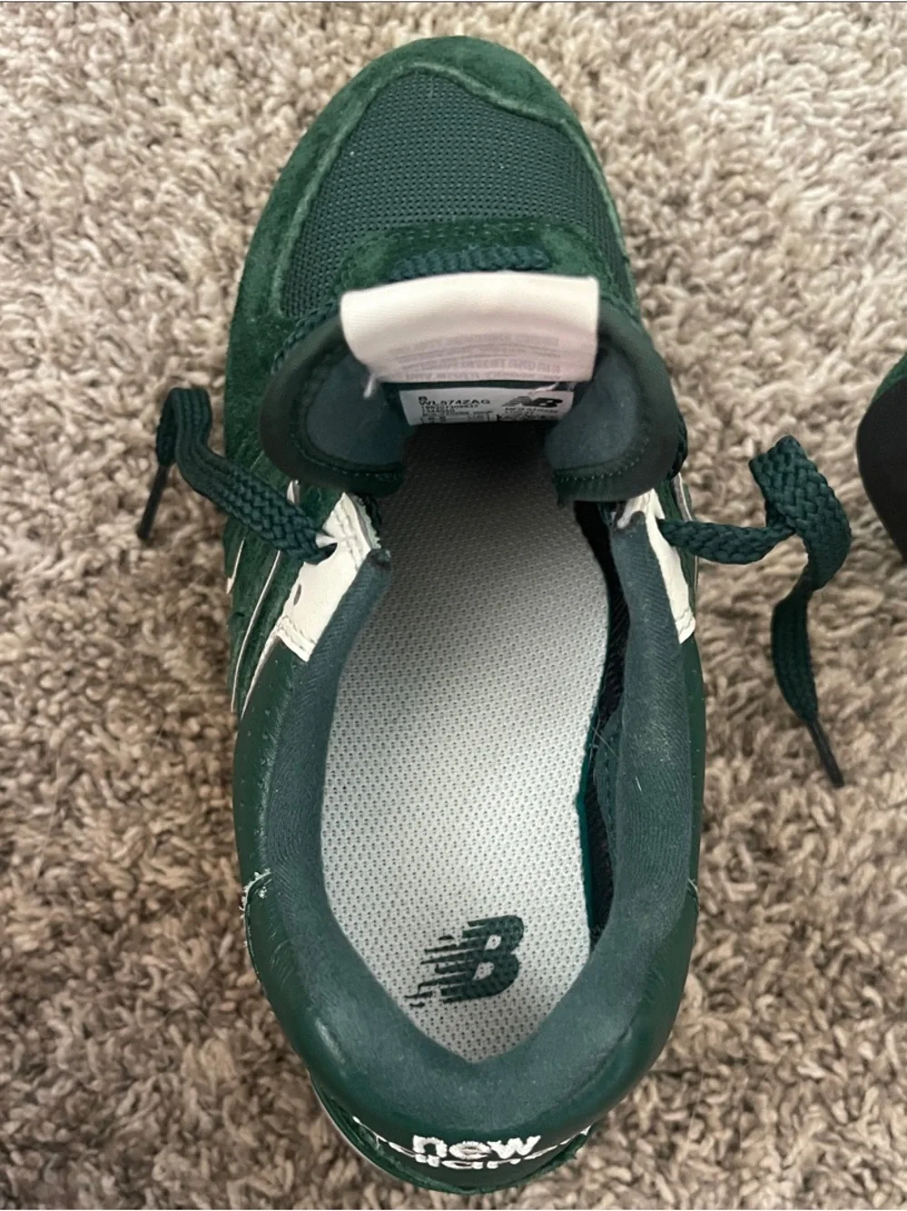 New Balance Men’s Dark Green Suede Platform Sneakers with White Trim